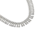 CZ Leafy Dangler Necklace Earrings Set - Silver