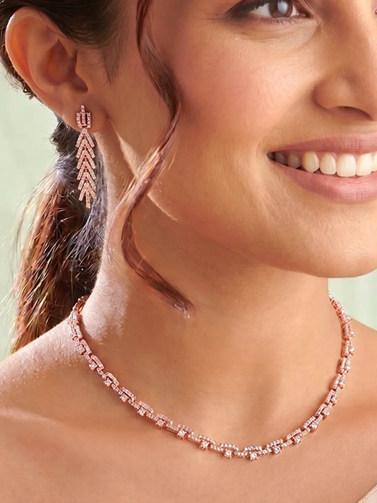 Peora Luxe Trail Rose Gold Necklace Set