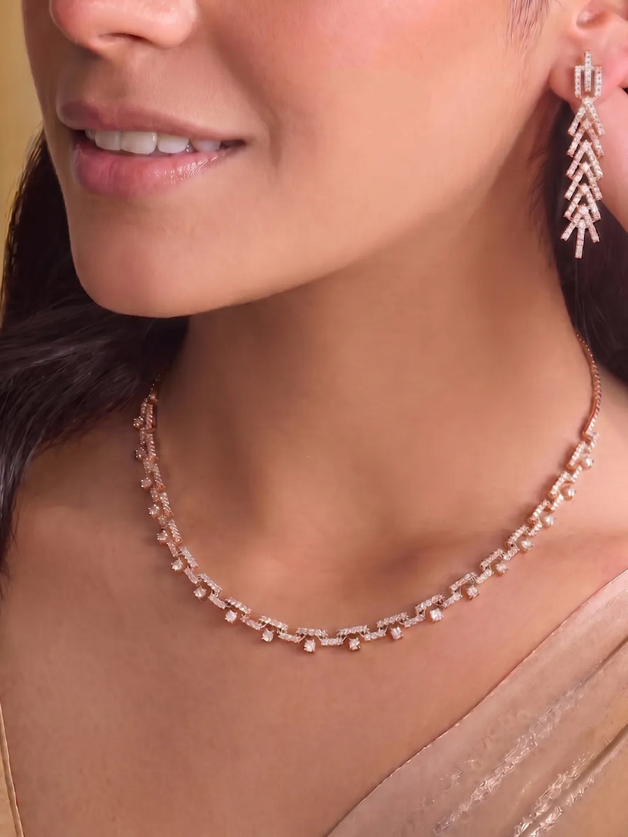 Peora Luxe Trail Rose Gold Necklace Set