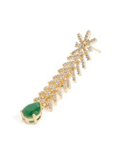 Elegant Teardrop Necklace & Earring Set - Gold Green