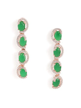 CZ Crystal Linked Oval Necklace Set - Green