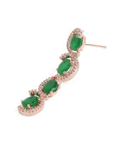 CZ Crystal Linked Oval Necklace Set - Green