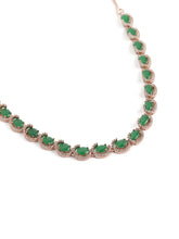 CZ Crystal Linked Oval Necklace Set - Green