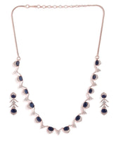 Elegant CZ Wave Necklace Earrings Set - Blue