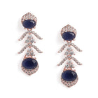 Elegant CZ Wave Necklace Earrings Set - Blue