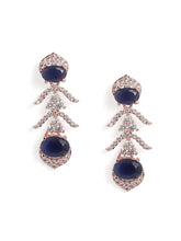 Elegant CZ Wave Necklace Earrings Set - Blue