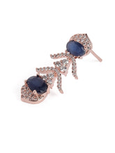 Elegant CZ Wave Necklace Earrings Set - Blue