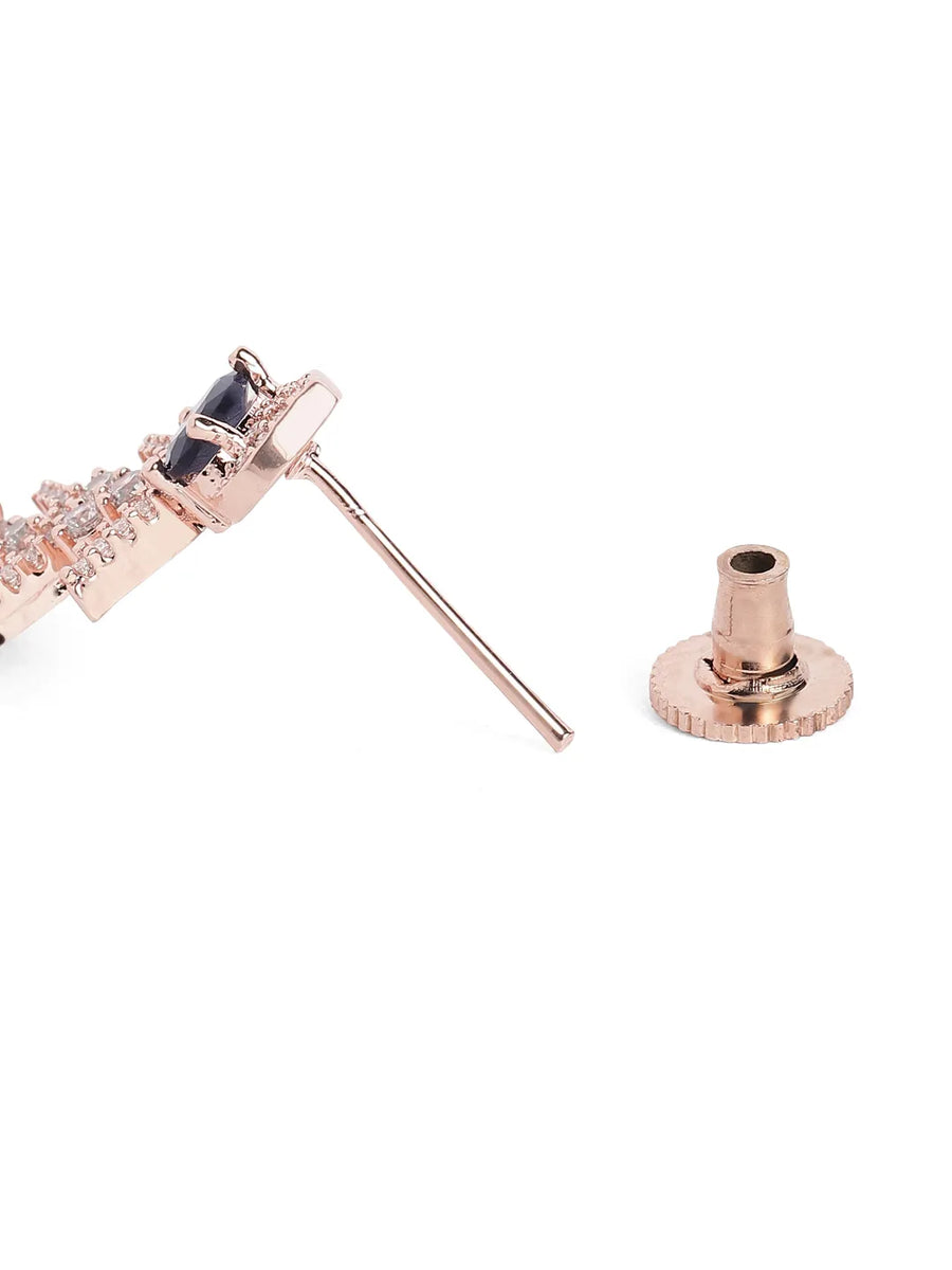 Elegant CZ Wave Necklace Earrings Set - Blue