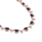 Elegant CZ Wave Necklace Earrings Set - Blue
