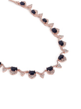 Elegant CZ Wave Necklace Earrings Set - Blue