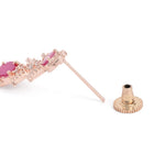 Elegant CZ Wave Necklace Earrings Set - Rani Pink