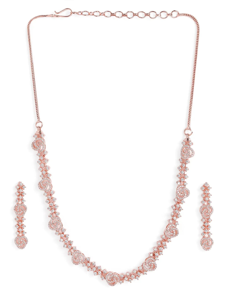 Blush Bloom Twirl CZ Necklace Set