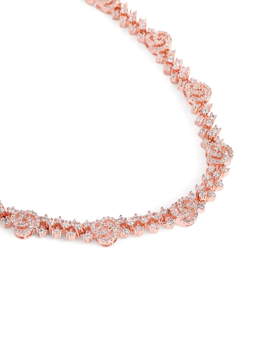 Blush Bloom Twirl CZ Necklace Set
