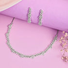 Blush Bloom Twirl CZ Necklace Set - Silver