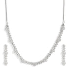 Blush Bloom Twirl CZ Necklace Set - Silver