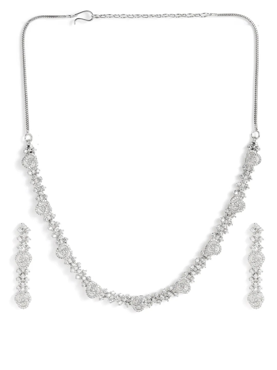 Blush Bloom Twirl CZ Necklace Set