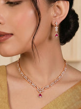 Rani Pink Teardrop CZ Necklace Set - Rose Gold