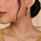 Rani Pink Teardrop CZ Necklace Set - Gold