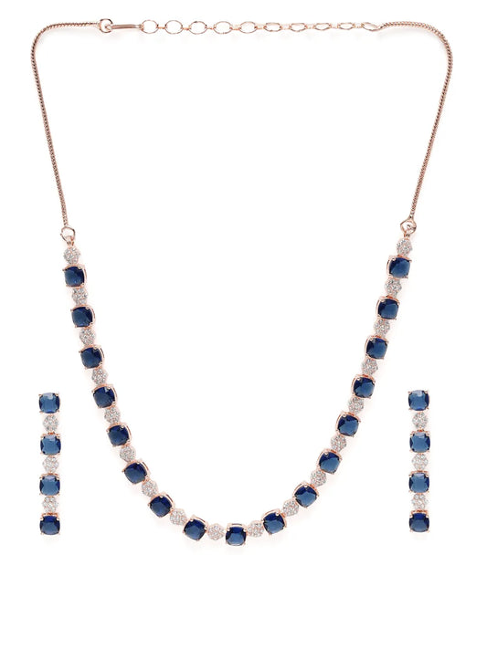 Twilight Radiance Necklace Set - Rose Gold - Blue