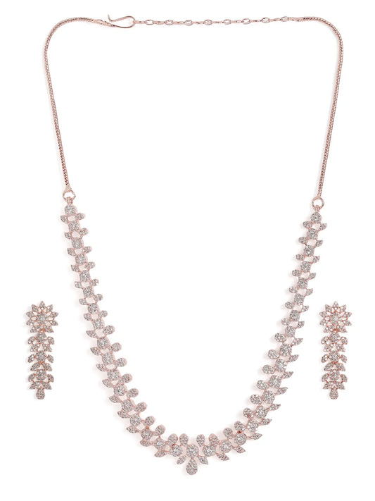 Dazzling Petal Charm Necklace Set  - Rose Gold