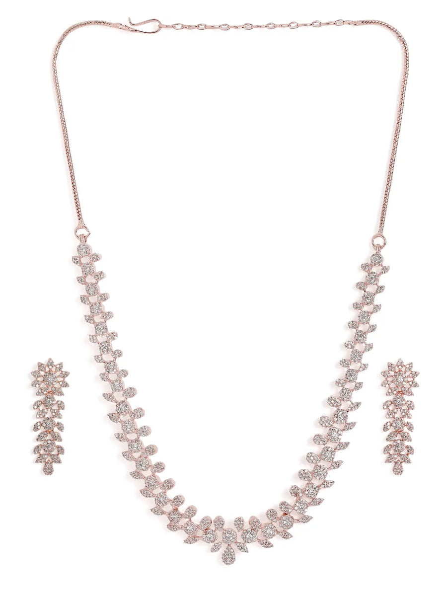 Dazzling Petal Charm Necklace Set  - Rose Gold