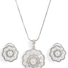 Dazzling Petal Charm Necklace Set  - Silver
