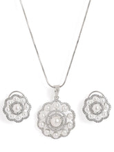 Dazzling Petal Charm Necklace Set  - Silver