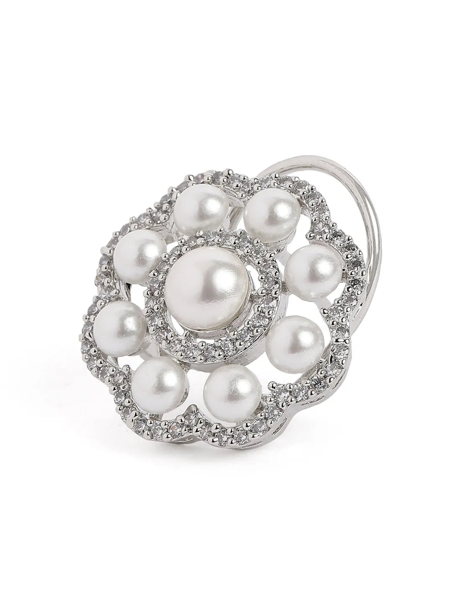 Dazzling Petal Charm Necklace Set  - Silver