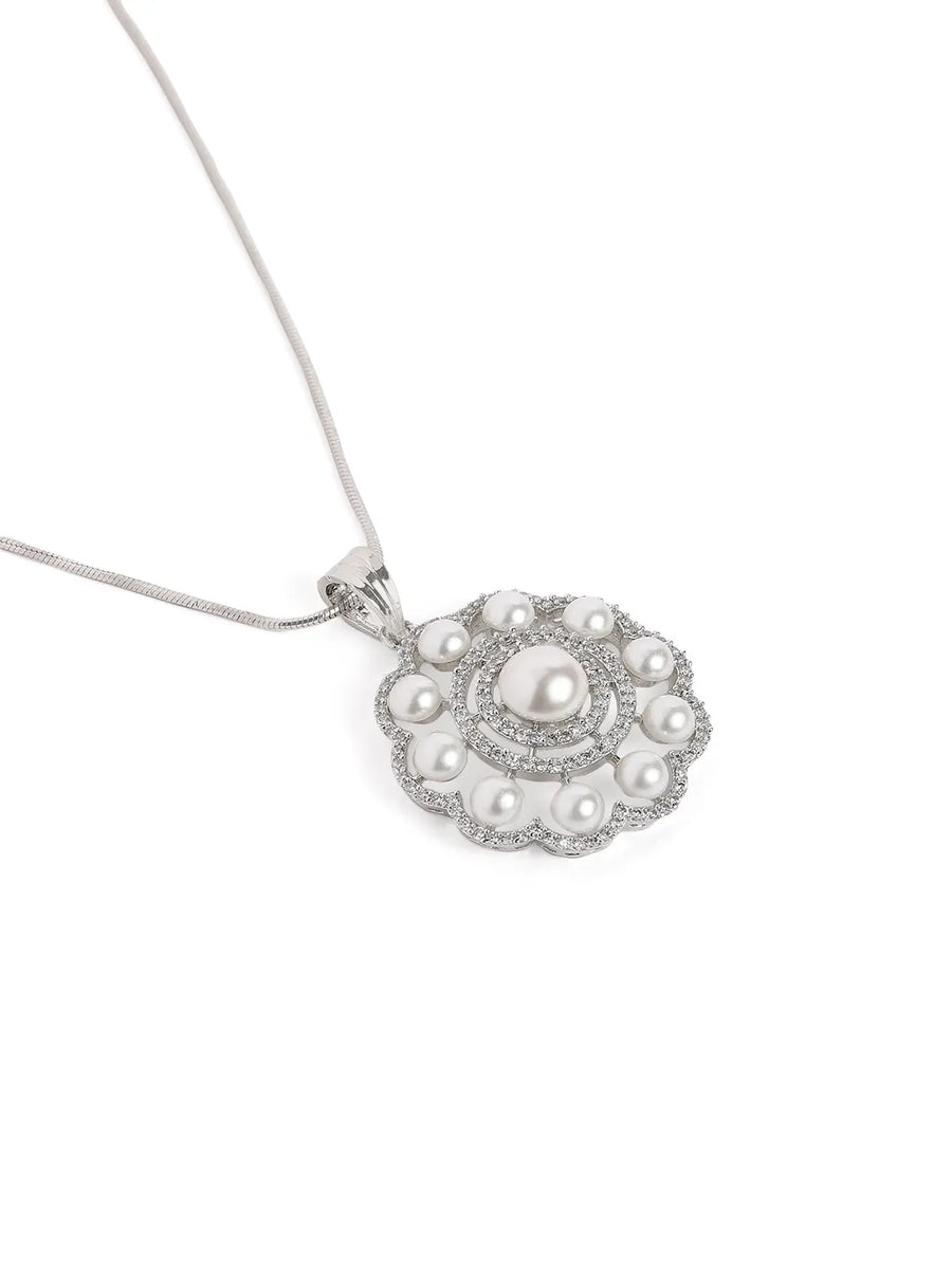 Dazzling Petal Charm Necklace Set  - Silver