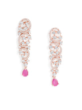 Radiant Crystal Sparkling Necklace Set - Rani Pink