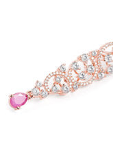 Radiant Crystal Sparkling Necklace Set - Rani Pink