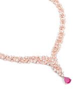 Radiant Crystal Sparkling Necklace Set - Rani Pink