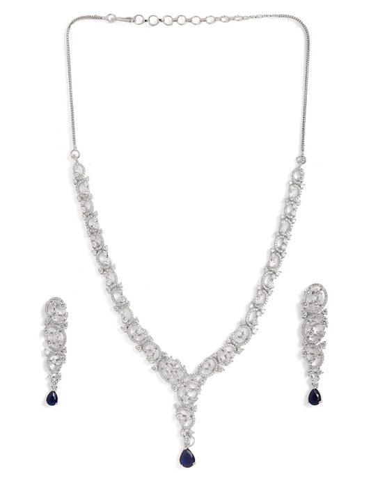Radiant Crystal Sparkling Necklace Set - Blue
