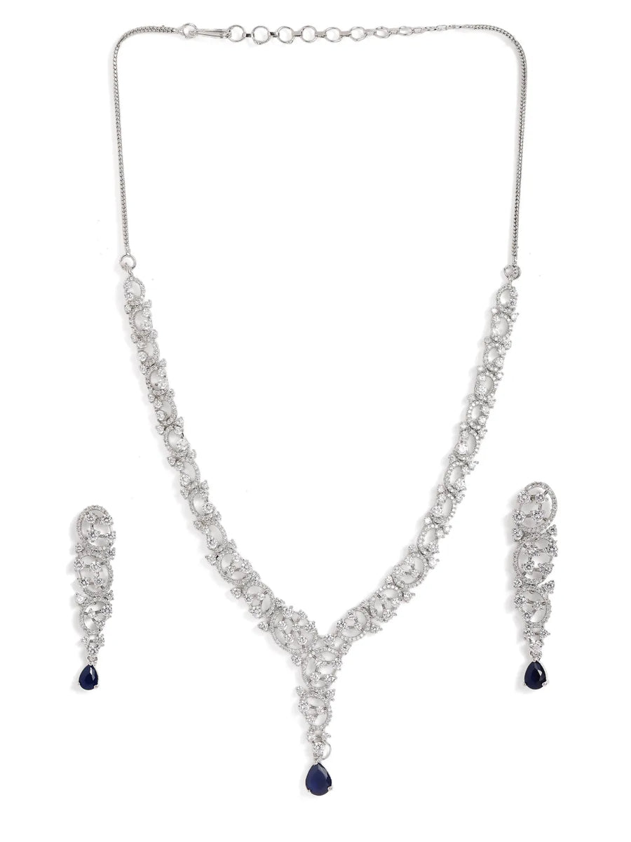 Radiant Crystal Sparkling Necklace Set - Blue