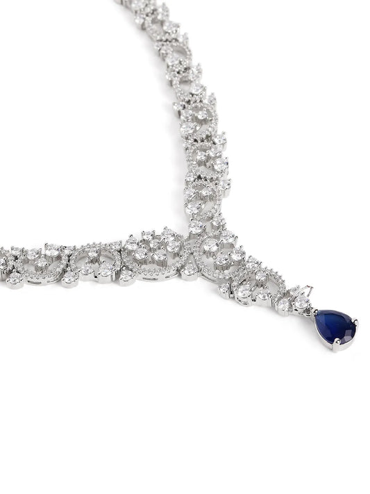 Radiant Crystal Sparkling Necklace Set - Blue