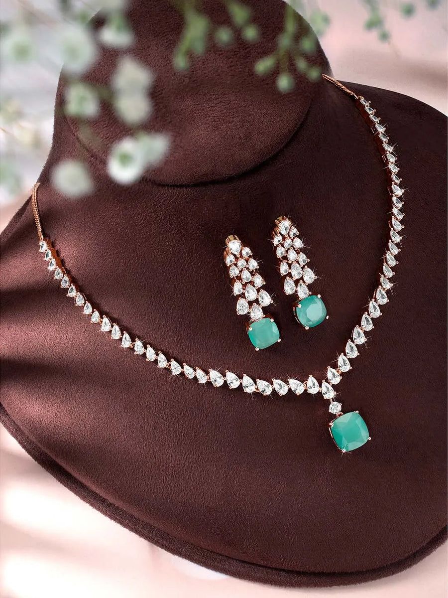 Stone & CZ Necklace – Elegant Sparkle & Style | Peora