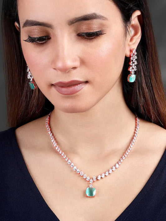 Stone & CZ Necklace – Elegant Sparkle & Style | Peora