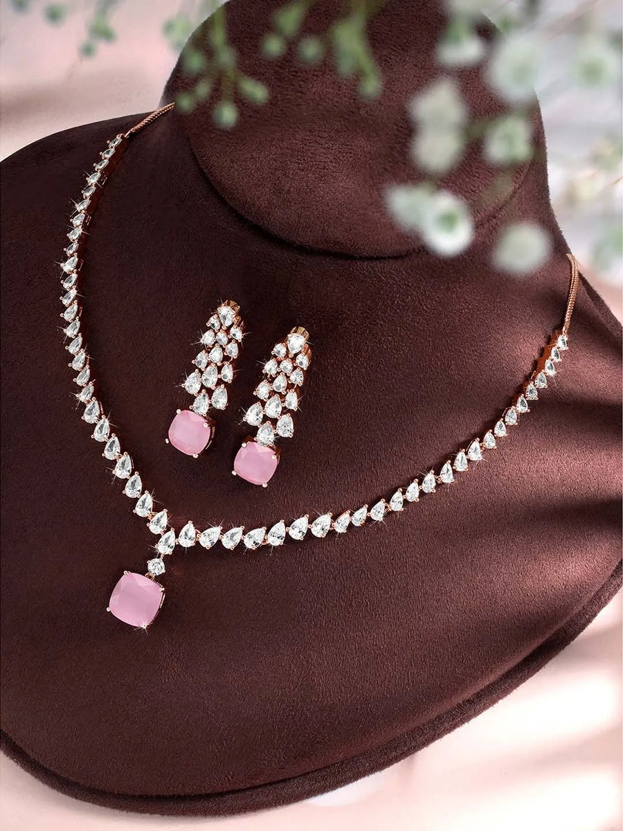 Stone & CZ Necklace – Sparkling Elegance & Style | Peora

