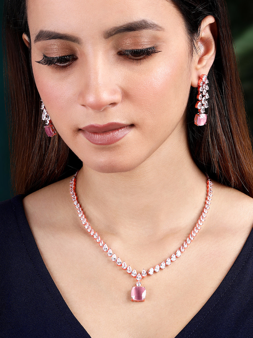 Pretty in Pink CZ Necklace Set