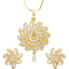 CZ & Crystal Floral Pendant Chain Set