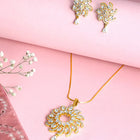 CZ & Crystal Floral Pendant Chain Set