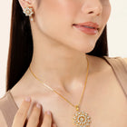 CZ & Crystal Floral Pendant Chain Set