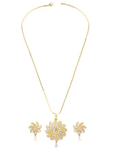 CZ & Crystal Floral Pendant Chain Set