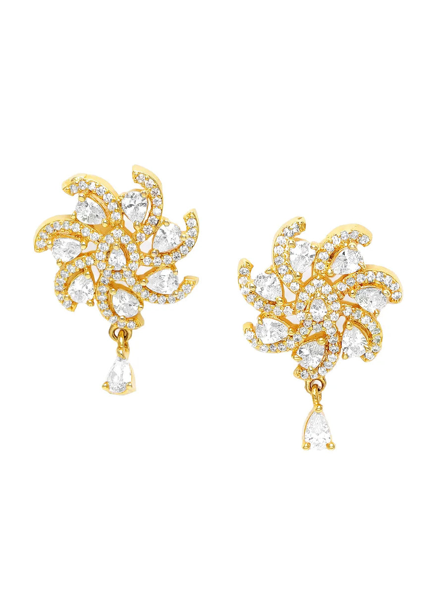 CZ & Crystal Floral Pendant Chain Set