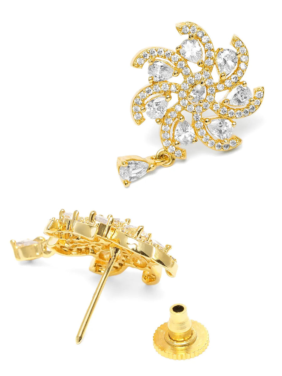 CZ & Crystal Floral Pendant Chain Set
