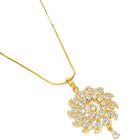 CZ & Crystal Floral Pendant Chain Set