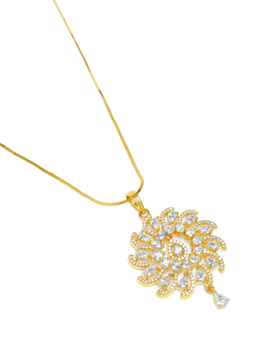 CZ & Crystal Floral Pendant Chain Set