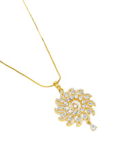 CZ & Crystal Floral Pendant Chain Set