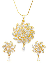 CZ & Crystal Floral Pendant Chain Set