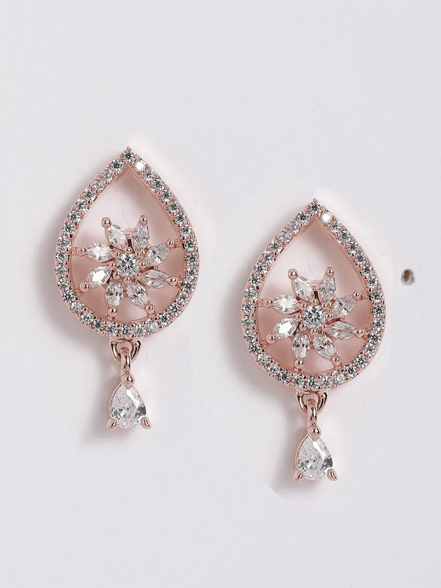 Tear of Grace CZ Pendant & Stud Set - Rose Gold